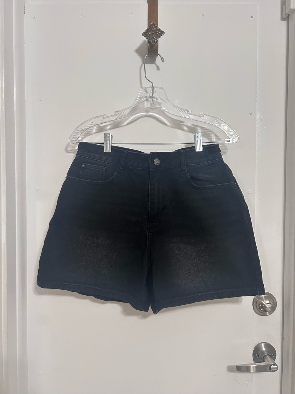 High-Rise Black Denim Jean Shorts - Women's